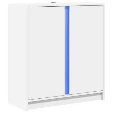 vidaXL Μπουφές με Φώτα LED Λευκός 77x34x85cm από Επεξεργασμένο Ξύλο 1 τεμ.