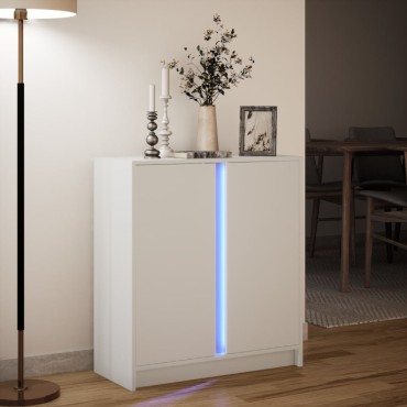vidaXL Μπουφές με Φώτα LED Λευκός 77x34x85cm από Επεξεργασμένο Ξύλο 1 τεμ.