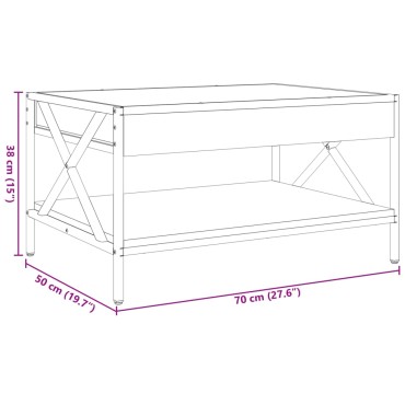vidaXL Τραπεζάκι Σαλονιού Άπειρο Φως LED Καφέ Δρυς 70x50x38cm 1 τεμ.