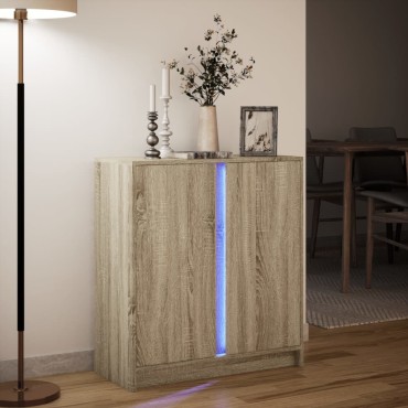 vidaXL Ντουλάπι με Φώτα LED Sonoma Δρυς 77x34x85cm Επεξεργασμένο Ξύλο 1 τεμ.
