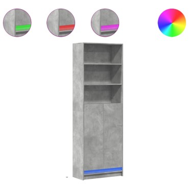 vidaXL Ντουλάπι με LED Γκρι 69x32,5x200cm από Επεξεργασμένο Ξύλο 1 τεμ.