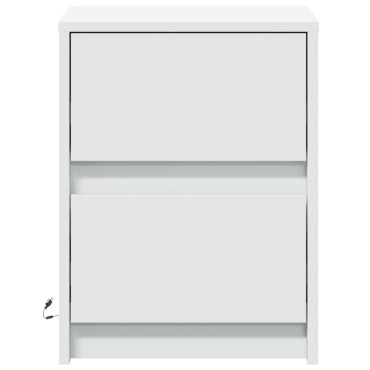 vidaXL Κομοδίνα με Φώτα LED 2 τεμ. Λευκά από Επεξεργασμένο Ξύλο 38x34x50cm