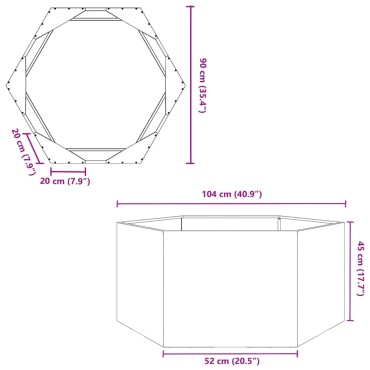 vidaXL Ζαρντινιέρα Κήπου Εξάγωνη Πράσινη Λαδί 104x90x45 εκ. Ατσάλι