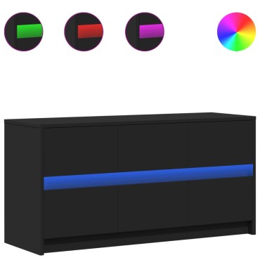 vidaXL Έπιπλο Τηλεόρασης με LED Μαύρο 100x34x50cm από Επεξ. Ξύλο