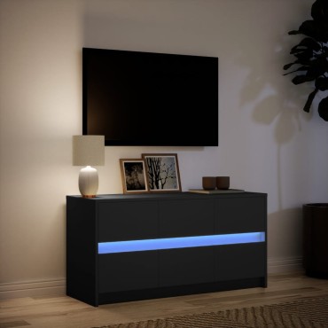 vidaXL Έπιπλο Τηλεόρασης με LED Μαύρο 100x34x50cm από Επεξ. Ξύλο