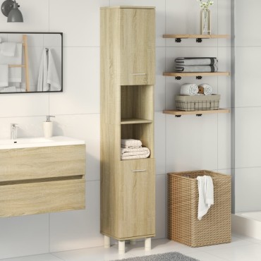 vidaXL Ντουλάπι Μπάνιου Sonoma Δρυς 30,5x30x179cm από Επεξεργ. Ξύλο