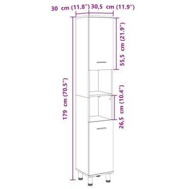 vidaXL Ντουλάπι Μπάνιου Sonoma Δρυς 30,5x30x179cm από Επεξεργ. Ξύλο