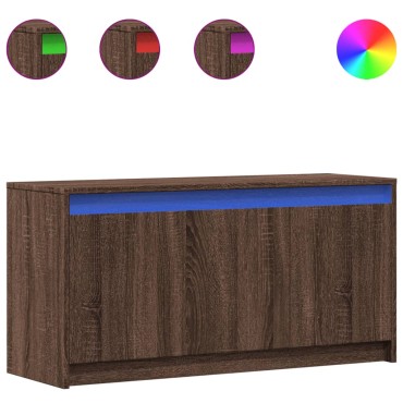 vidaXL Έπιπλο Τηλεόρασης με LED Καφέ Δρυς 100x34x50cm από Επεξ. Ξύλο