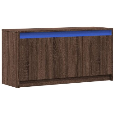vidaXL Έπιπλο Τηλεόρασης με LED Καφέ Δρυς 100x34x50cm από Επεξ. Ξύλο