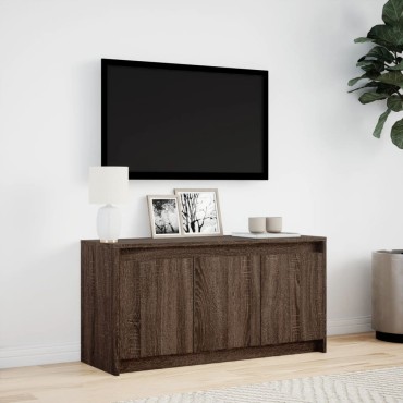 vidaXL Έπιπλο Τηλεόρασης με LED Καφέ Δρυς 100x34x50cm από Επεξ. Ξύλο