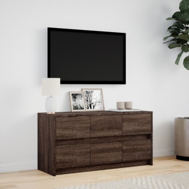 vidaXL Έπιπλο Τηλεόρασης με LED Καφέ Δρυς 100x34x50cm από Επεξ. Ξύλο