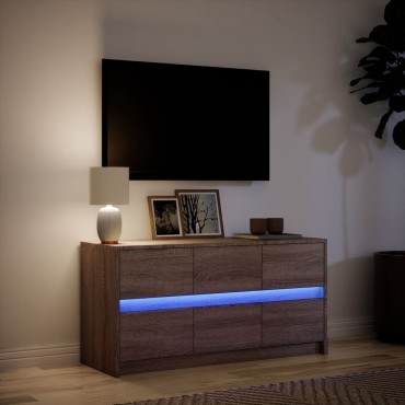 vidaXL Έπιπλο Τηλεόρασης με LED Καφέ Δρυς 100x34x50cm από Επεξ. Ξύλο