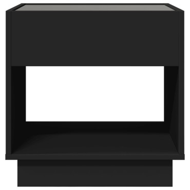 vidaXL Κομοδίνο Άπειρο Φως LED Μαύρο 50x50x50cm 1 τεμ.
