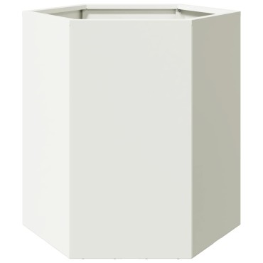 vidaXL Ζαρντινιέρες Κήπου 2τεμ. Εξάγωνη Λευκή 46x40x45 εκ. Ατσάλι