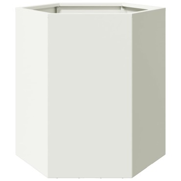 vidaXL Ζαρντινιέρες Κήπου 2τεμ. Εξάγωνη Λευκή 46x40x45 εκ. Ατσάλι