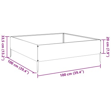 vidaXL Ζαρντινιέρα Υπερυψωμένη 100x100x33,5 εκ. από Ανοξείδωτο Ατσάλι