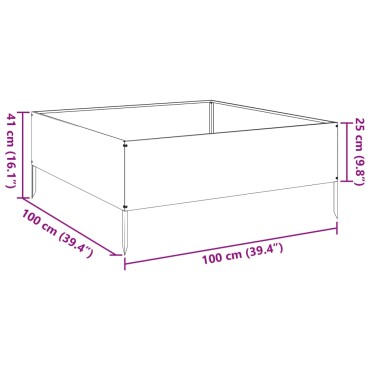 vidaXL Ζαρντινιέρα Υπερυψωμένη 100x100x25 εκ. από Ανοξείδωτο Ατσάλι