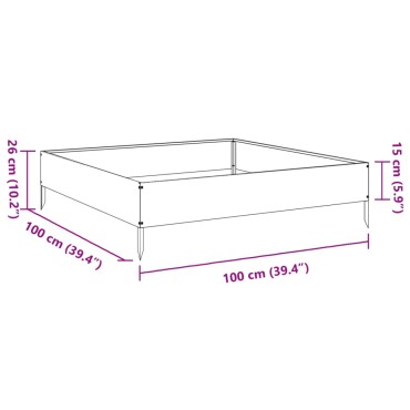 vidaXL Ζαρντινιέρα Υπερυψωμένη 100x100x26 εκ. από Ανοξείδωτο Ατσάλι