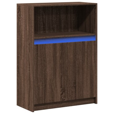 vidaXL Ντουλάπι με Φώτα LED Καφέ Δρυς 72x34x100cm Επεξεργασμένο Ξύλο 1 τεμ.