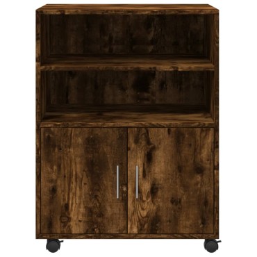 vidaXL Ντουλάπι Με Ροδάκια Καπνιστή Δρυς 60x48x81cm Επεξ. Ξύλο 1 τεμ.