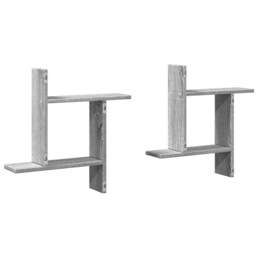 vidaXL Ραφιέρες Τοίχου 2 τεμ. Γκρι Sonoma 50x12x50cm Επεξ. Ξύλο