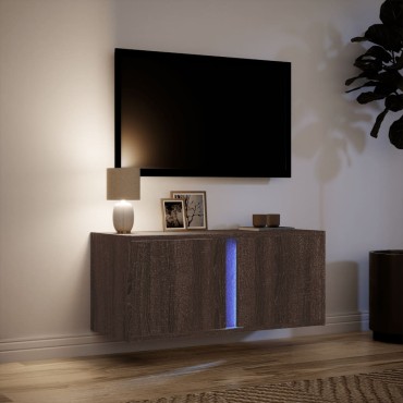 vidaXL Έπιπλο Τοίχου Τηλεόρασης με LED Καφέ Δρυς 80x31x35cm
