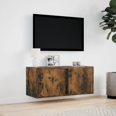 vidaXL Έπιπλο Τοίχου Τηλεόρασης με LED Καπνιστή Δρυς 80x31x35cm