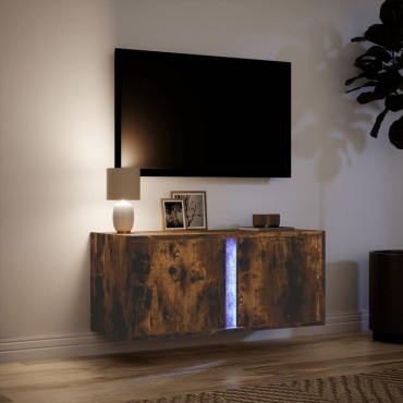 vidaXL Έπιπλο Τοίχου Τηλεόρασης με LED Καπνιστή Δρυς 80x31x35cm