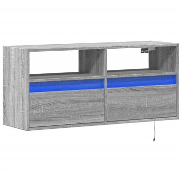 vidaXL Έπιπλο Τοίχου Τηλεόρασης με LED Γκρι Sonoma 100x31x45cm