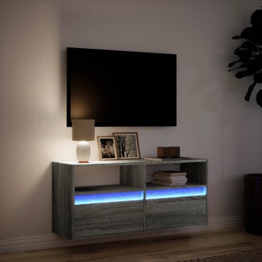vidaXL Έπιπλο Τοίχου Τηλεόρασης με LED Γκρι Sonoma 100x31x45cm