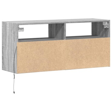 vidaXL Έπιπλο Τοίχου Τηλεόρασης με LED Γκρι Sonoma 100x31x45cm