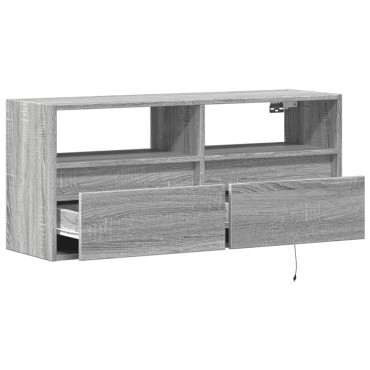 vidaXL Έπιπλο Τοίχου Τηλεόρασης με LED Γκρι Sonoma 100x31x45cm