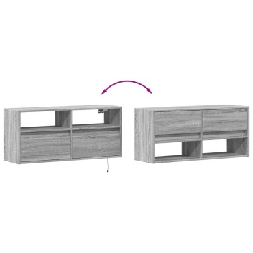 vidaXL Έπιπλο Τοίχου Τηλεόρασης με LED Γκρι Sonoma 100x31x45cm