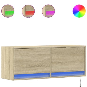 vidaXL Έπιπλο Τοίχου Τηλεόρασης με LED Sonoma Δρυς 100x31x38cm