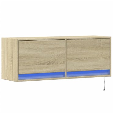 vidaXL Έπιπλο Τοίχου Τηλεόρασης με LED Sonoma Δρυς 100x31x38cm
