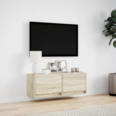 vidaXL Έπιπλο Τοίχου Τηλεόρασης με LED Sonoma Δρυς 100x31x38cm