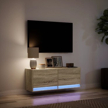 vidaXL Έπιπλο Τοίχου Τηλεόρασης με LED Sonoma Δρυς 100x31x38cm