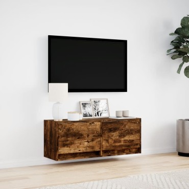 vidaXL Έπιπλο Τοίχου Τηλεόρασης με LED Καπνιστή Δρυς 100x31x38cm