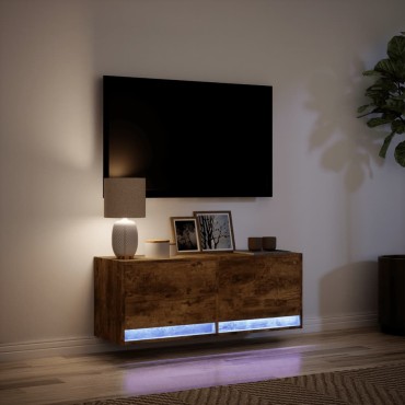 vidaXL Έπιπλο Τοίχου Τηλεόρασης με LED Καπνιστή Δρυς 100x31x38cm