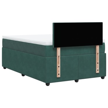 vidaXL Κρεβάτι Boxspring με Στρώμα Σκούρο Πράσινο 120x200εκ. Βελούδινο