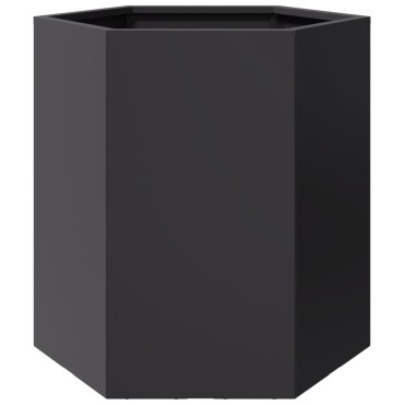 vidaXL Ζαρντινιέρες Κήπου 2τεμ. Εξάγωνη Μαύρη 46x40x45 εκ. Ατσάλι