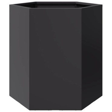 vidaXL Ζαρντινιέρες Κήπου 2τεμ. Εξάγωνη Μαύρη 46x40x45 εκ. Ατσάλι