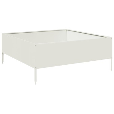 vidaXL Ζαρντινιέρα Υπερυψωμένη Λευκό 100x100x25 εκ. Ατσάλι