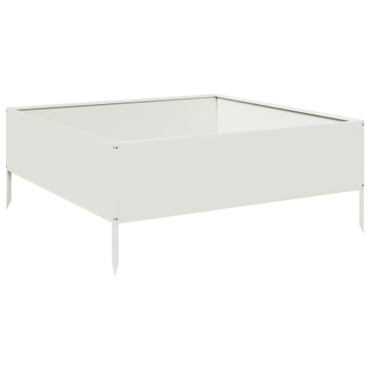 vidaXL Ζαρντινιέρα Υπερυψωμένη Λευκό 100x100x25 εκ. Ατσάλι