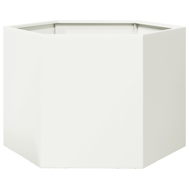 vidaXL Ζαρντινιέρα Κήπου Εξάγωνη Λευκή 69x60x45 εκ. Ατσάλι