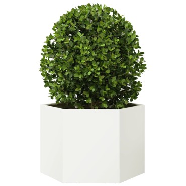 vidaXL Ζαρντινιέρα Κήπου Εξάγωνη Λευκή 69x60x45 εκ. Ατσάλι