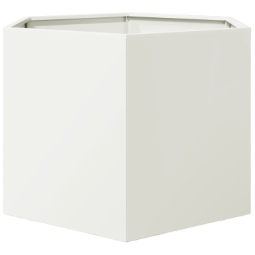 vidaXL Ζαρντινιέρα Κήπου Εξάγωνη Λευκή 69x60x45 εκ. Ατσάλι