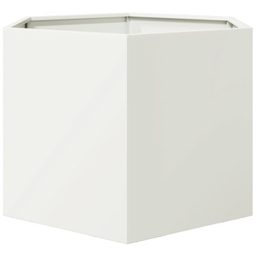vidaXL Ζαρντινιέρα Κήπου Εξάγωνη Λευκή 69x60x45 εκ. Ατσάλι