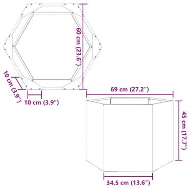 vidaXL Ζαρντινιέρα Κήπου Εξάγωνη Λευκή 69x60x45 εκ. Ατσάλι