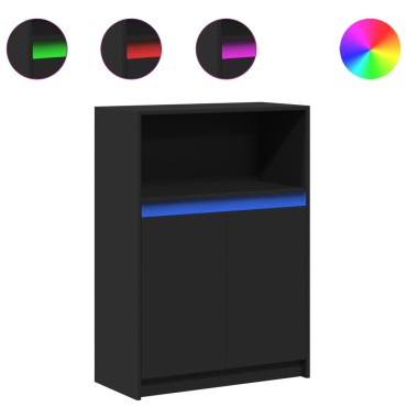 vidaXL Ντουλάπι με Φώτα LED Μαύρη 72x34x100cm Επεξεργασμένο Ξύλο 1 τεμ.